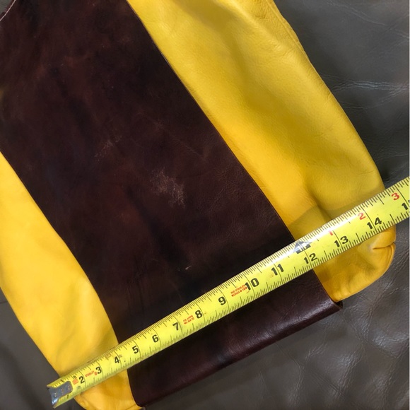 Marta Ray || Mustard Yellow and Leather Brown Tote Bag - Picture 10 of 15